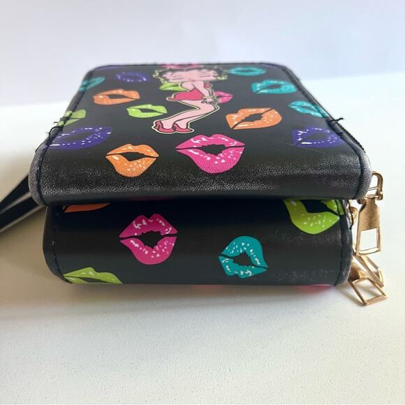 BETTY BOOP Kiss Lips Faux Leather Clutch Crossbody Bag | Colorful - Picture 6 of 9